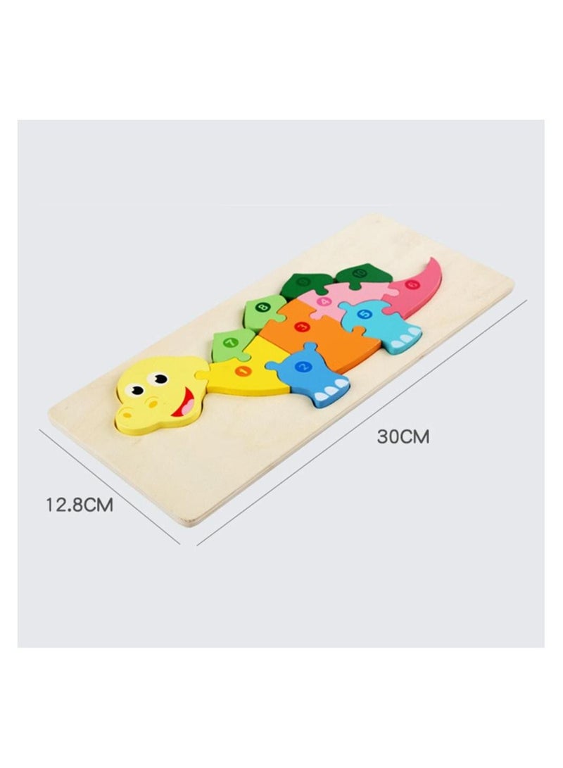 Highland 3D Dinosaur Wooden Jigsaw Puzzle Early Learning Development Toy for Toddler Kids Boys Girls - Image 5