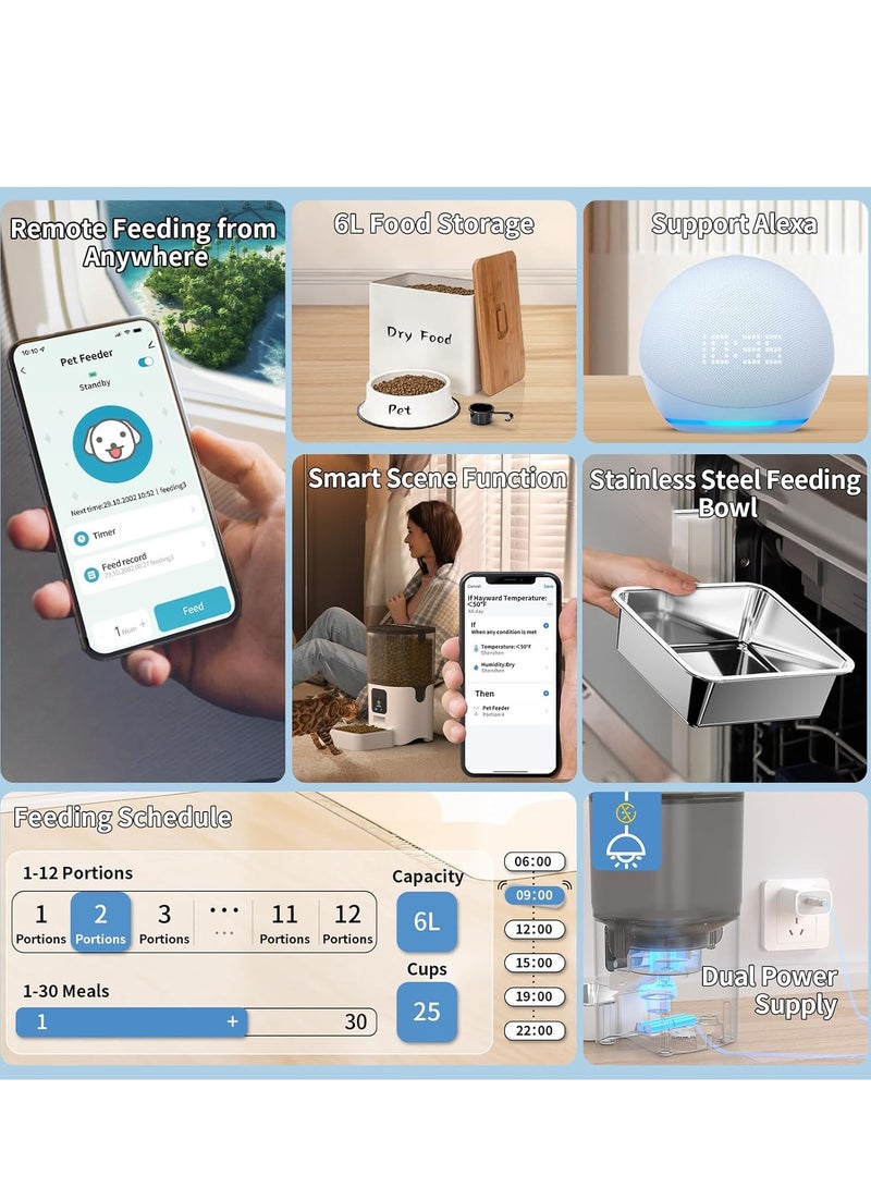 Smart Automatic Cat Feeders WiFi Pet Feeder with APP Control for Remote Feeding Detachable for Easy Clean Automatic Cat Food Dispenser - Image 2