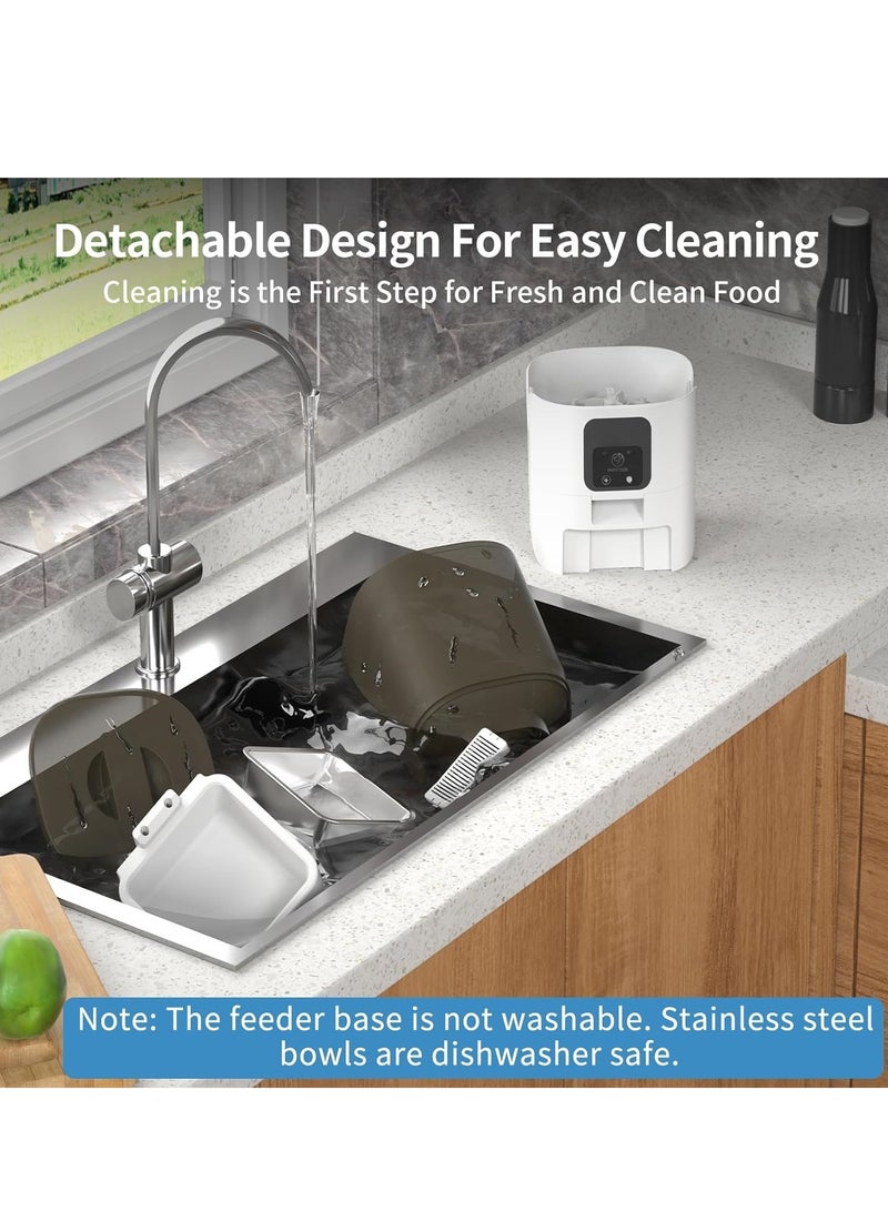 Smart Automatic Cat Feeders WiFi Pet Feeder with APP Control for Remote Feeding Detachable for Easy Clean Automatic Cat Food Dispenser - Image 4