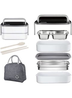 Arabest Bento Lunch Box Stainless Steel Insulated Lunchbox with 3 Compartments Food Storage Containers and insulation Bag BPA Free Airtight Snack Food for Kids & Adults  - Image 2