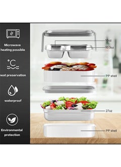 Arabest Bento Lunch Box Stainless Steel Insulated Lunchbox with 3 Compartments Food Storage Containers and insulation Bag BPA Free Airtight Snack Food for Kids & Adults  - Image 3