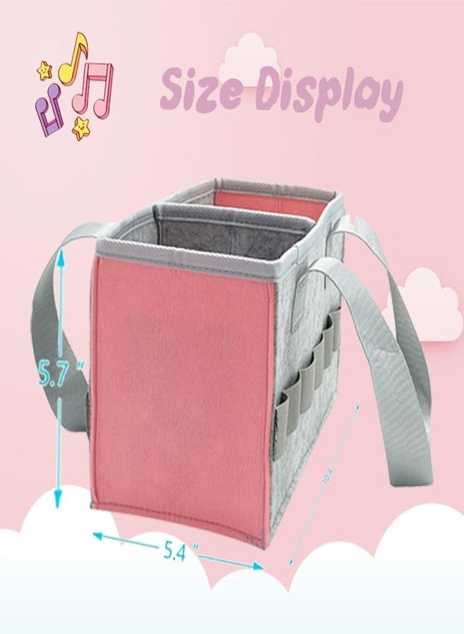 Hounyoln Portable Hand Bag for Toniebox Starter Set, Compatible with Toniebox Audio Player Starter Set Tonies Figures,Felt Cloth Storage Bag for Tonies Starter&Accessories Picnic Party Travel Bag(Pink) - Image 4