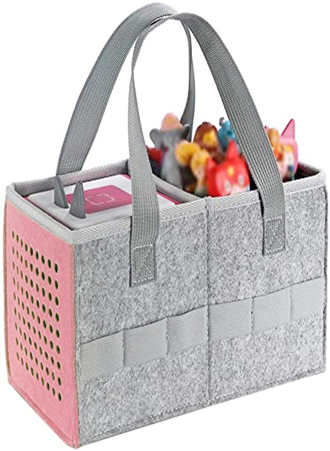 Hounyoln Portable Hand Bag for Toniebox Starter Set, Compatible with Toniebox Audio Player Starter Set Tonies Figures,Felt Cloth Storage Bag for Tonies Starter&Accessories Picnic Party Travel Bag(Pink) - Image 1