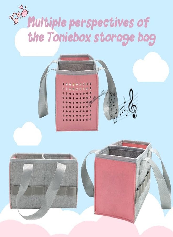 Hounyoln Portable Hand Bag for Toniebox Starter Set, Compatible with Toniebox Audio Player Starter Set Tonies Figures,Felt Cloth Storage Bag for Tonies Starter&Accessories Picnic Party Travel Bag(Pink) - Image 3