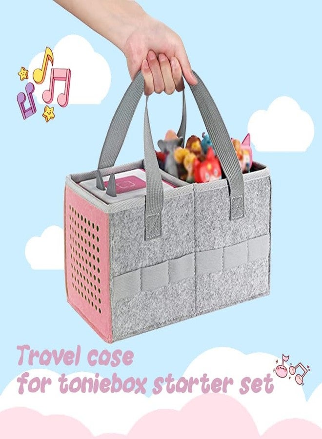 Hounyoln Portable Hand Bag for Toniebox Starter Set, Compatible with Toniebox Audio Player Starter Set Tonies Figures,Felt Cloth Storage Bag for Tonies Starter&Accessories Picnic Party Travel Bag(Pink) - Image 5