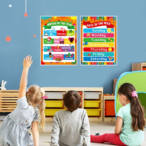 Gethelud Days of the Week, Months of the Year Laminated Posters Get to Know the Calendar for Kids - Image 5