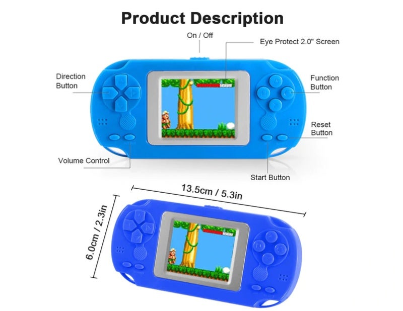 Handheld Console: 2.0 Inch LCD Color Screen Eye Protection - Built-in 268 8-bit Retro Games Compact Lightweight for Family Party, Kids And Adults - Image 2