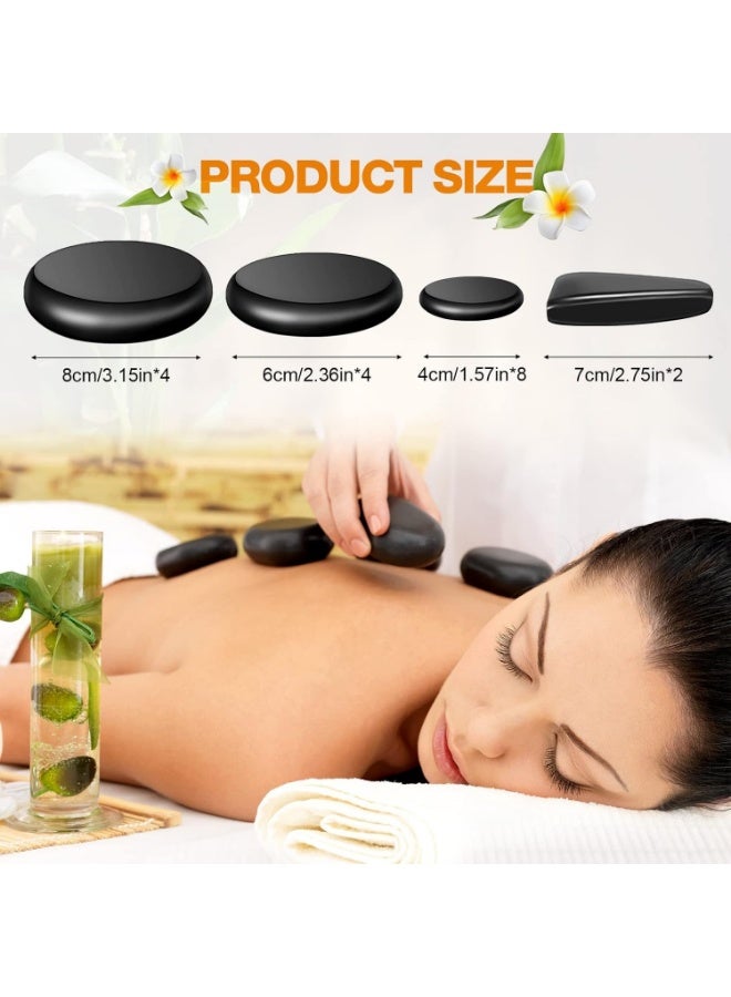 عربست 18 قطعة من الحجارة الساخنة تدليك مجموعة تدليك أسود ناعم الحجارة الساخنة Bianstone مجموعة للمنزل سبا التدفئة الاسترخاء تخفيف الألم - Image 2