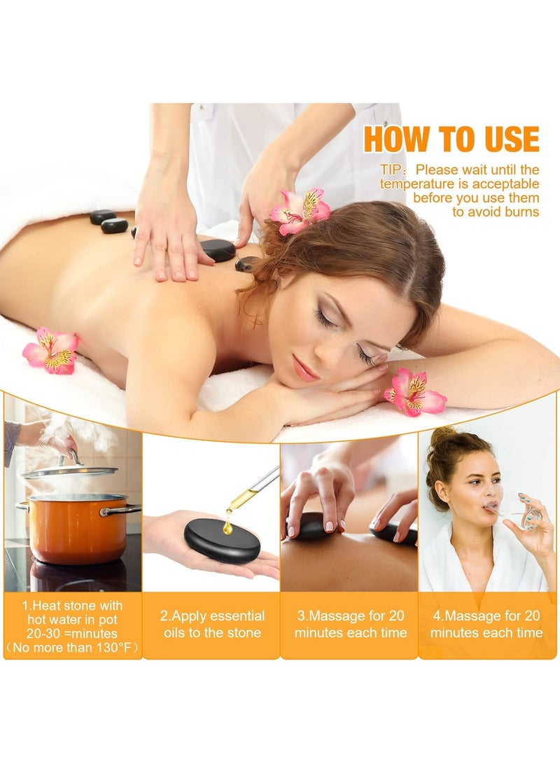 عربست 18 قطعة من الحجارة الساخنة تدليك مجموعة تدليك أسود ناعم الحجارة الساخنة Bianstone مجموعة للمنزل سبا التدفئة الاسترخاء تخفيف الألم - Image 3