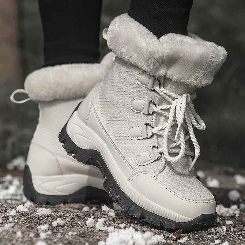 Winter Lovers Cotton Shoes Snow Boots High-Top Fleece-Lined Thick Men'S And Women'S Warm Outdoor Hiking Shoes - Image 4