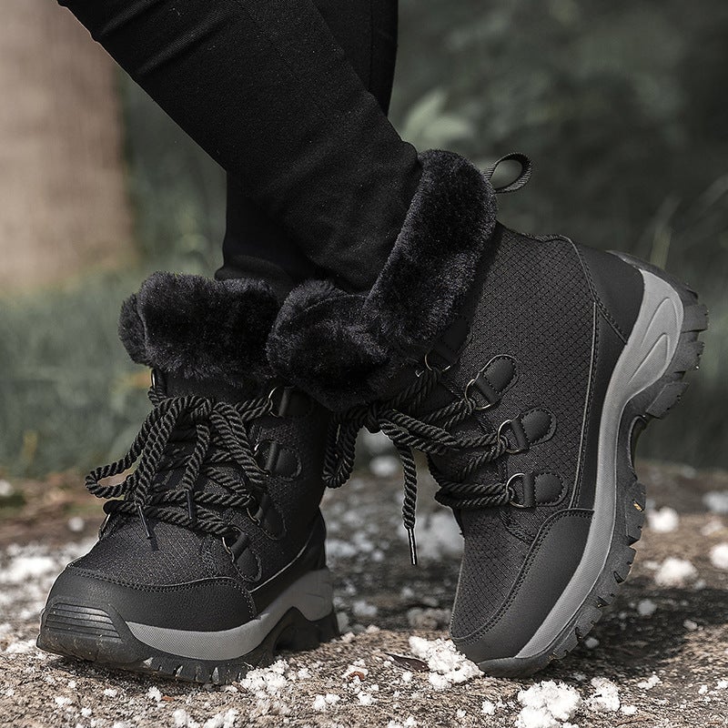 Winter Lovers Cotton Shoes Snow Boots High-Top Fleece-Lined Thick Men'S And Women'S Warm Outdoor Hiking Shoes - Image 3