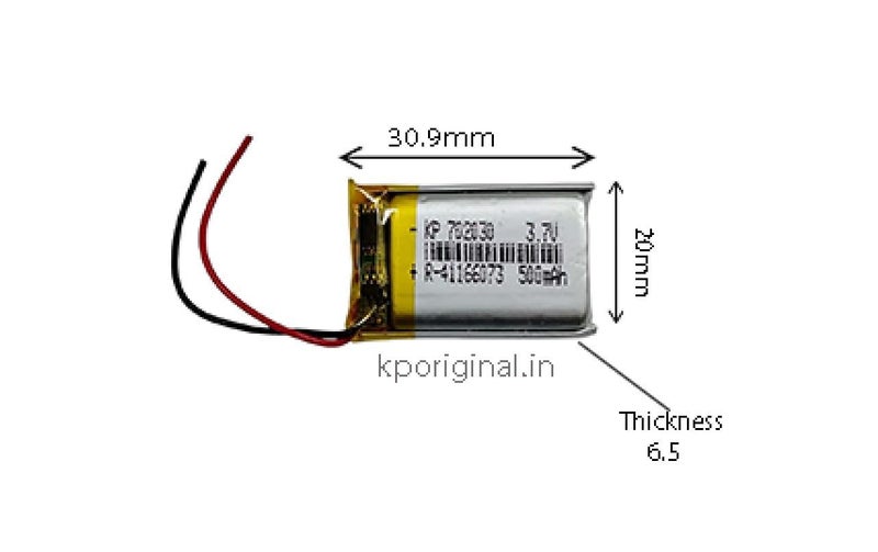 KP Original Battery بطارية KP الأصلية 702030 3.7 فولت 500 مللي أمبير قابلة لإعادة الشحن للطائرات بدون طيار، الألعاب، الروبوتات، سماعة البلوتوث، مكبر الصوت البلوتوث 500 مللي أمبير - Image 2