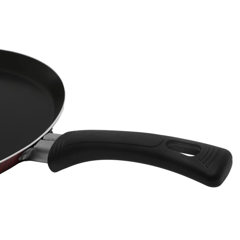 Bister Classy Non-Stick Crepe Pan 30cm Black/Red – Flat Bottom Frying Pan with Striped Exterior, Compatible with Induction, Halogen Oven & Gas Stove - Image 5