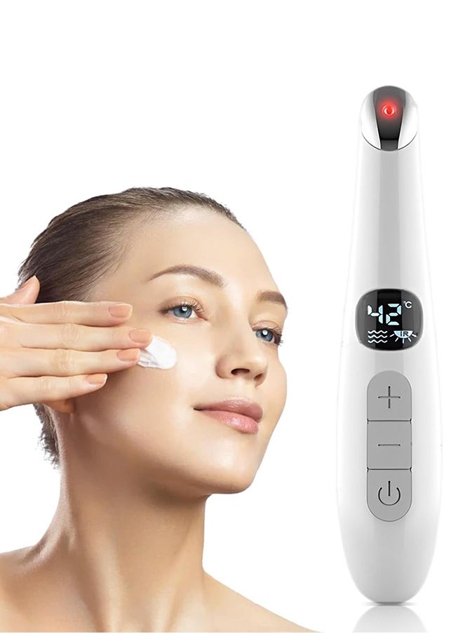 General - Eye Lift Wand, 3 in 1 Vibrating 98°F to 113°F LCD Display Screen Eye Massager for Dry Eyes, Dark Circles and Puffiness, Fine Lines and Wrinkles, Cream White - Image 1