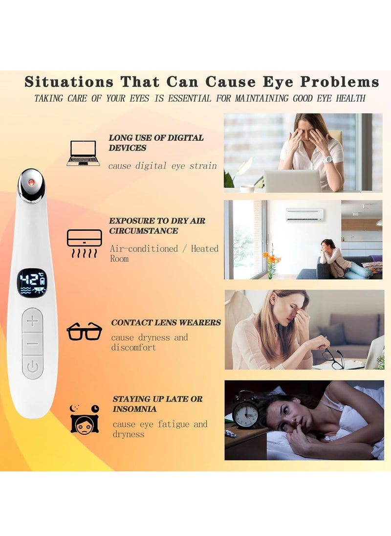 General - Eye Lift Wand, 3 in 1 Vibrating 98°F to 113°F LCD Display Screen Eye Massager for Dry Eyes, Dark Circles and Puffiness, Fine Lines and Wrinkles, Cream White - Image 1
