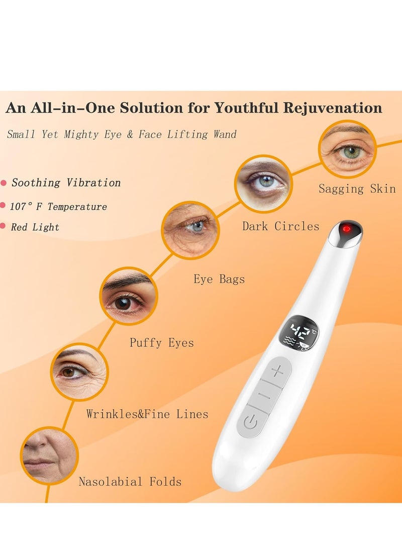 General - Eye Lift Wand, 3 in 1 Vibrating 98°F to 113°F LCD Display Screen Eye Massager for Dry Eyes, Dark Circles and Puffiness, Fine Lines and Wrinkles, Cream White - Image 1