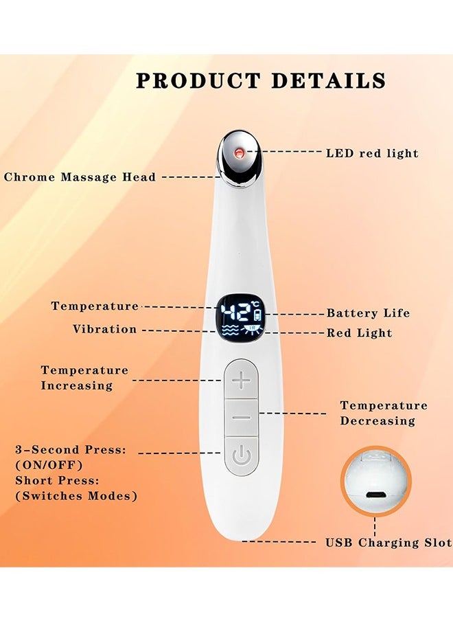 General - Eye Lift Wand, 3 in 1 Vibrating 98°F to 113°F LCD Display Screen Eye Massager for Dry Eyes, Dark Circles and Puffiness, Fine Lines and Wrinkles, Cream White - Image 1