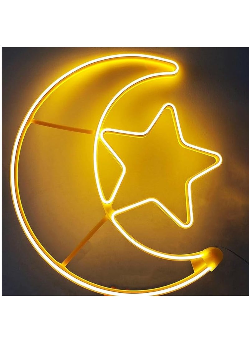 Yuwell Ramadan LED String Light Yellow Moon And Star For Indoors Home Decor Outdoors Decorations Ramadan Celebration Light 25CM With UK Plug 3-Pin Plug  - Image 3