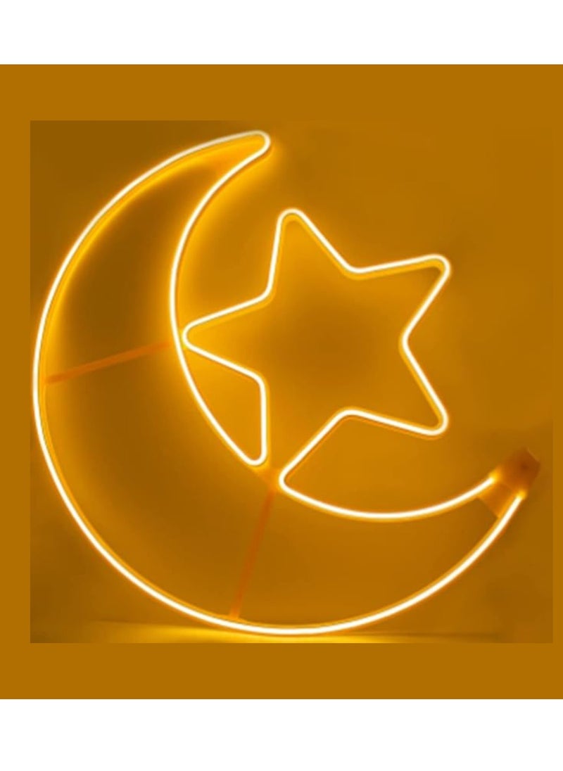 Yuwell Ramadan LED String Light Yellow Moon And Star For Indoors Home Decor Outdoors Decorations Ramadan Celebration Light 25CM With UK Plug 3-Pin Plug  - Image 4