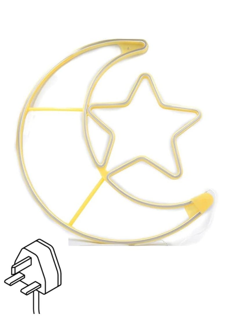 Yuwell Ramadan LED String Light Yellow Moon And Star For Indoors Home Decor Outdoors Decorations Ramadan Celebration Light 25CM With UK Plug 3-Pin Plug  - Image 2