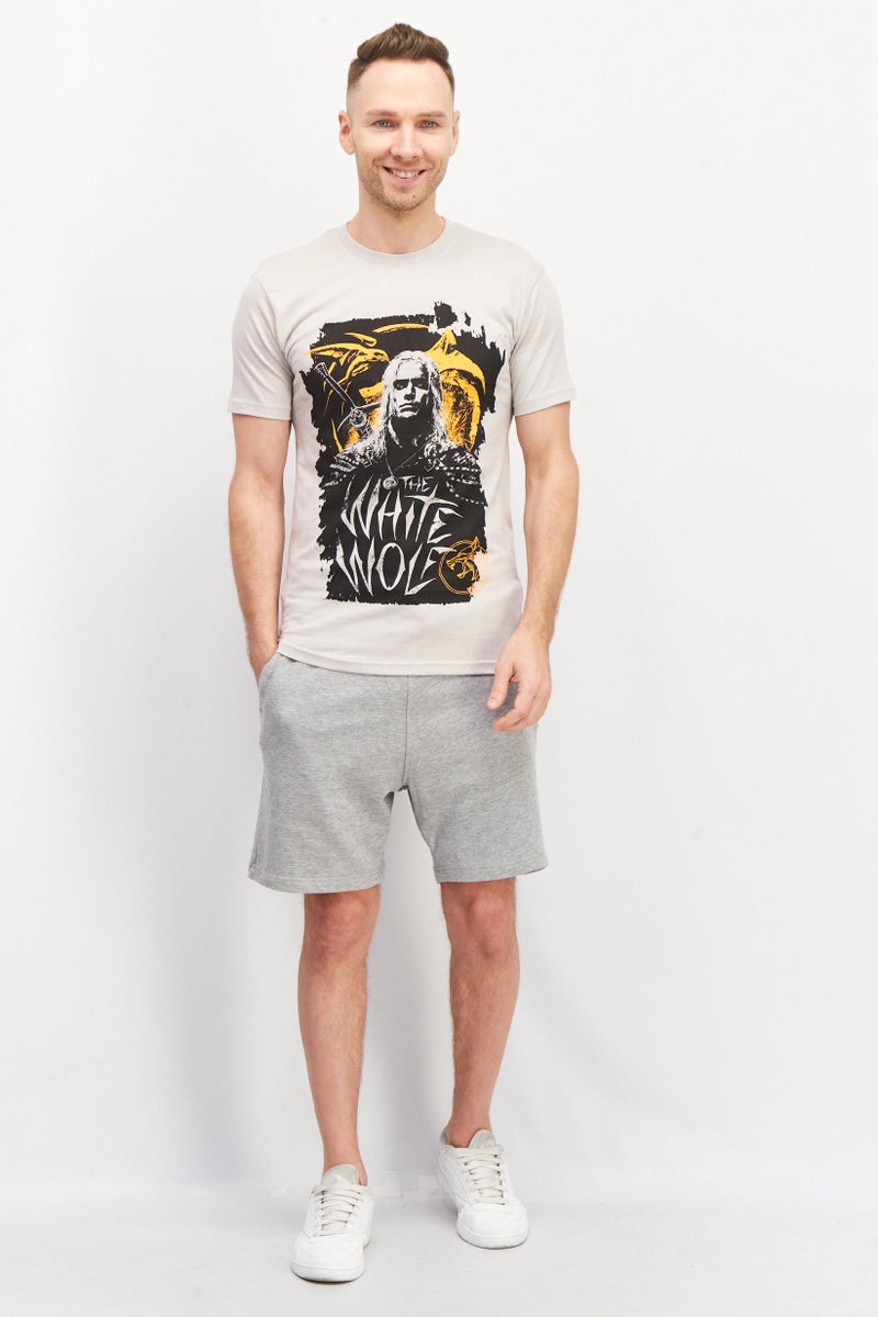 NETFLIX تي شيرت رجالي بأكمام قصيرة وياقة دائرية، مطبوع برسومات، رمادي فاتح - Image 2