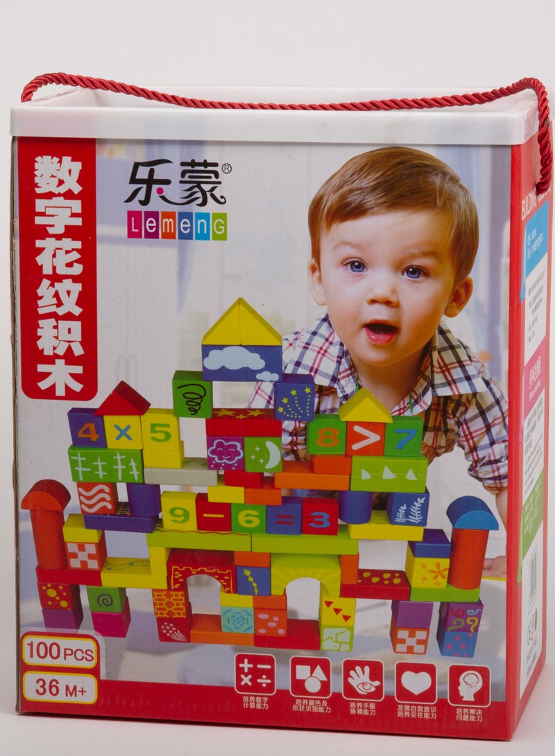 BJM 100-Piece Wood Alphabet Stacking Blocks Set Eco-Friendly And Lightweight Easy To Carry - Image 1