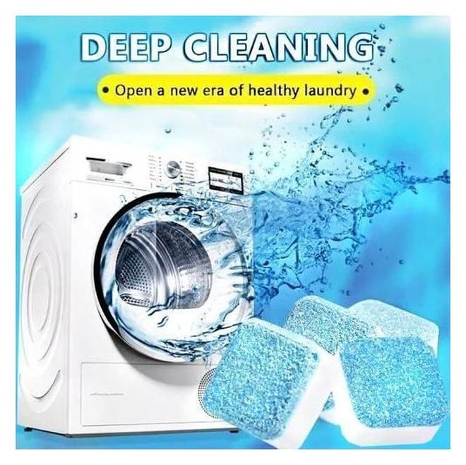 أقراص منظف الغسالة الفوارة، منظف وكشط حلة الغسالة، أقراص منظف نظيف للغسيل العميق، تنظيف آمن للغسالات العادية والأمامية والخزانات الصحية 12 قطع - Image 1