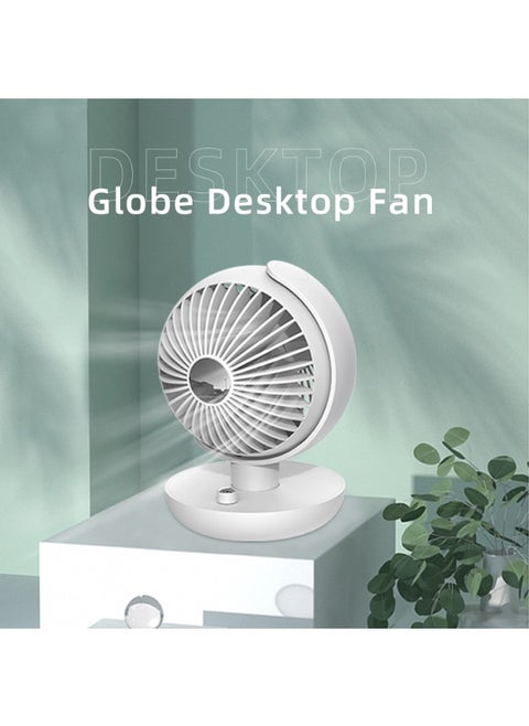 5.7-Inch Globe Desktop Fan Ultra-Quiet Motor 5600mAh Mini Personal Infinitely Variable Speed Portable Desktop Oscillating Fan With Child Lock Function Suitable For Bedroom Office White