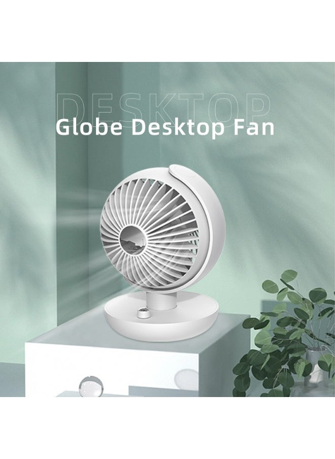 5.7-Inch Globe Desktop Fan Ultra-Quiet Motor 5600mAh Mini Personal Infinitely Variable Speed Portable Desktop Oscillating Fan With Child Lock Function Suitable For Bedroom Office White