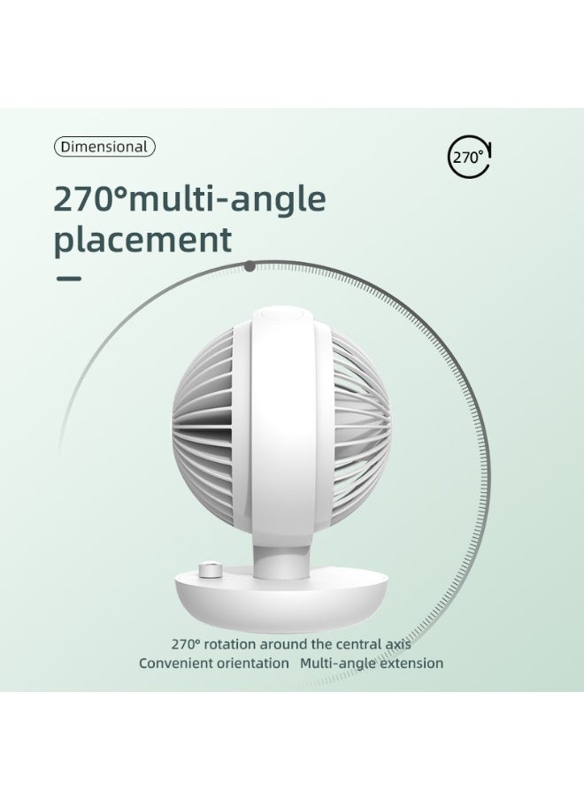 5.7-Inch Globe Desktop Fan Ultra-Quiet Motor 5600mAh Mini Personal Infinitely Variable Speed Portable Desktop Oscillating Fan With Child Lock Function Suitable For Bedroom Office White