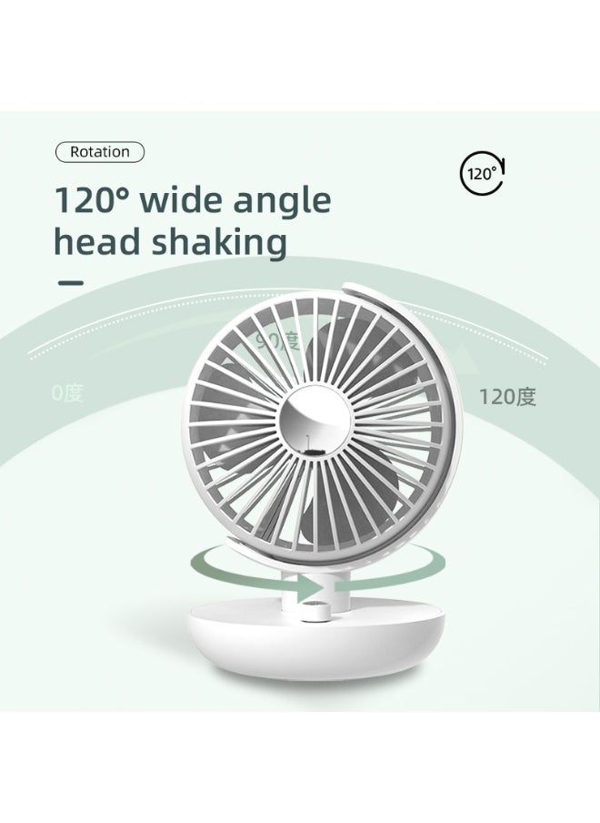 5.7-Inch Globe Desktop Fan Ultra-Quiet Motor 5600mAh Mini Personal Infinitely Variable Speed Portable Desktop Oscillating Fan With Child Lock Function Suitable For Bedroom Office White