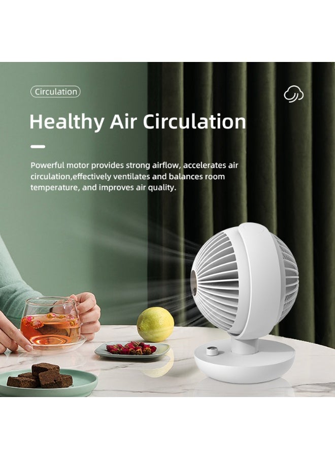 5.7-Inch Globe Desktop Fan Ultra-Quiet Motor 5600mAh Mini Personal Infinitely Variable Speed Portable Desktop Oscillating Fan With Child Lock Function Suitable For Bedroom Office White