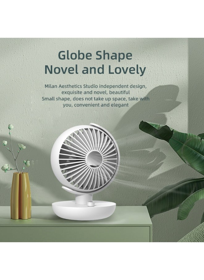 5.7-Inch Globe Desktop Fan Ultra-Quiet Motor 5600mAh Mini Personal Infinitely Variable Speed Portable Desktop Oscillating Fan With Child Lock Function Suitable For Bedroom Office White