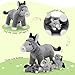 BENINY 4Pcs Donkey Stuffed Animal Plush Large Donkey Mommy 20 with 3 Babies Inside Unzip The Belly to Reveal Surprise Plush Toy Family Role Play Gift Set for Kids Boys Girls - Image 4