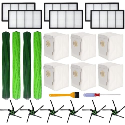 GIB cleaningtool Replacement Parts for iRobot Roomba s9 (9150) s9+ s9 plus (9550) S-Series Vacuum Cleaner 24 Pack, 2 Pack of Multi-Surface Rubber Roller Brushes, 6 Filters, 6 Side Brushes, 6 Dust Bags and 2 Tools - Image 1