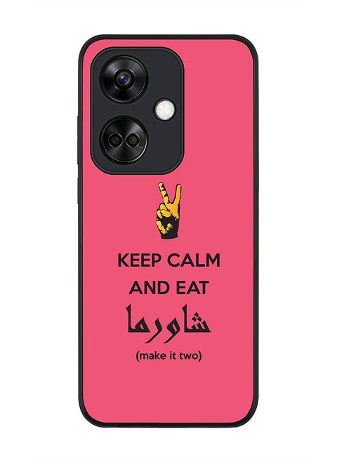 Rugged Black Edge case for OnePlus Nord CE3 Custom Slim fit Flexible Anti Drop Thin Phone Case Cover - Keep Calm And Eat Shawarma (Pink)