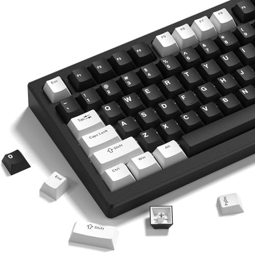 COSTOM Womier Double Shot PBT Keycaps Set 138 Keys, Cherry Profile Custom Keycaps 60 65 75 100 Percent for 61/64/68/84/87/100/104/108 Retro Gaming Mechanical Keyboard, Black White - Image 1
