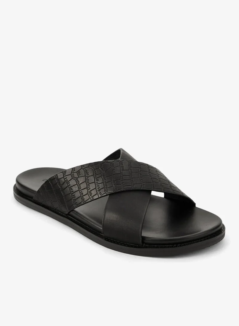DUCHINI Men Slip-On Cross Strap Sandals