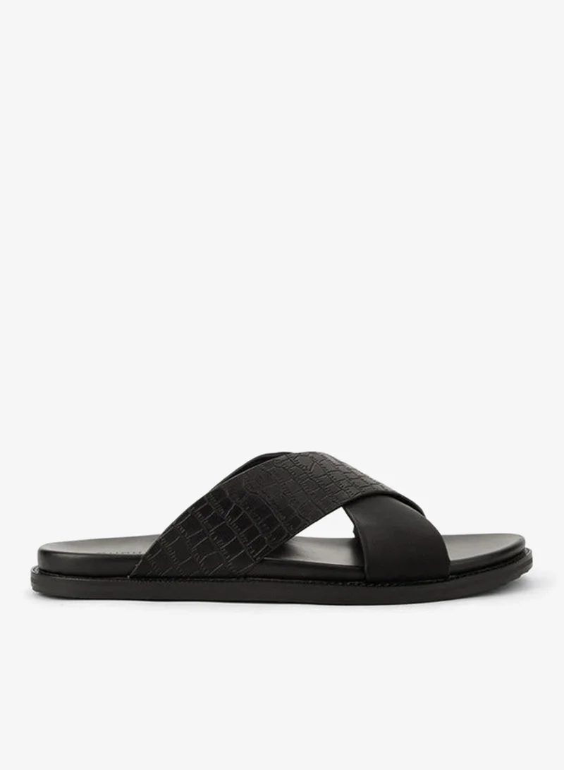 DUCHINI Men Slip-On Cross Strap Sandals