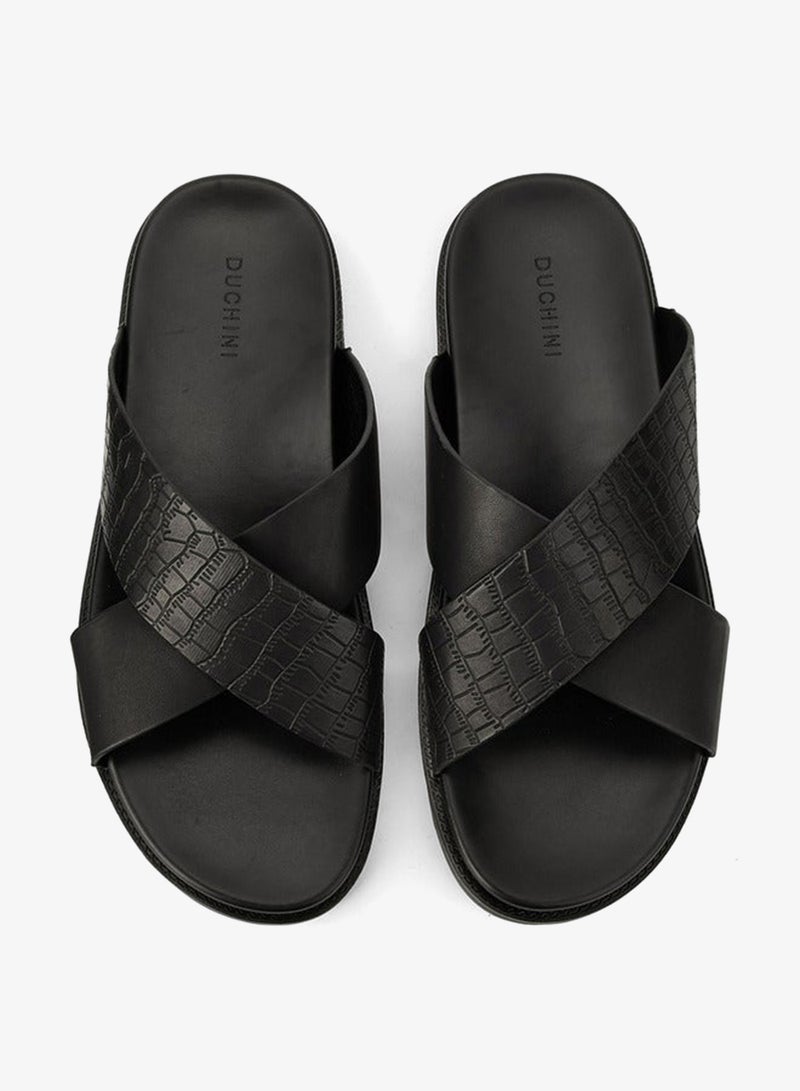 DUCHINI Men Slip-On Cross Strap Sandals - Image 3