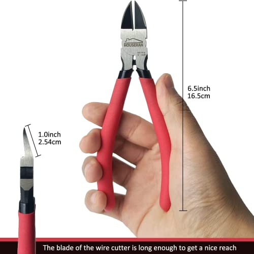 HOUSERAN Wire Cutters 10 Pack, 6" Dykes Cutteres, HOUSERAN Wire Snips with Non-slip Red Handle, Side Cutter, With Spring Loaded, Flush-Cutter for Artificial Flowers, Crafts, Zip Tie - Image 2