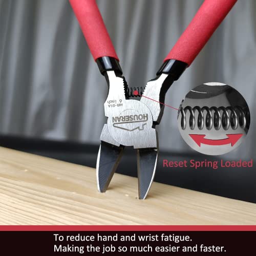 HOUSERAN Wire Cutters 10 Pack, 6" Dykes Cutteres, HOUSERAN Wire Snips with Non-slip Red Handle, Side Cutter, With Spring Loaded, Flush-Cutter for Artificial Flowers, Crafts, Zip Tie - Image 3