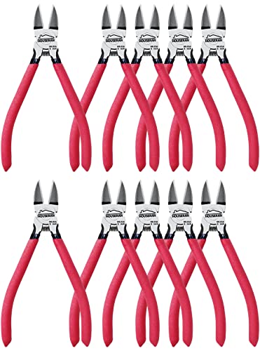 HOUSERAN Wire Cutters 10 Pack, 6" Dykes Cutteres, HOUSERAN Wire Snips with Non-slip Red Handle, Side Cutter, With Spring Loaded, Flush-Cutter for Artificial Flowers, Crafts, Zip Tie - Image 1
