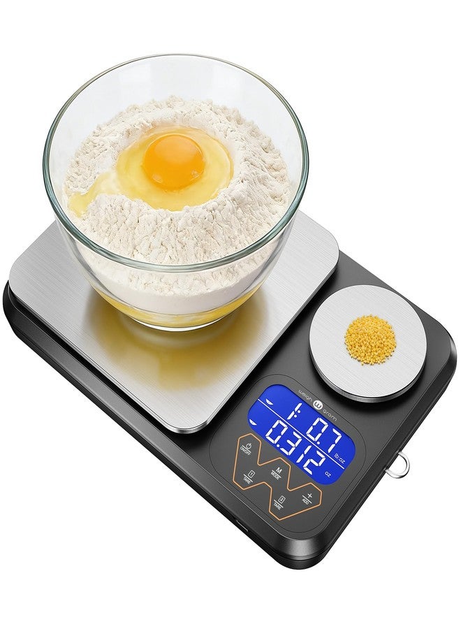 Weigh Gram ميزان مطبخ رقمي قابل لإعادة الشحن، ثنائي المنصة، يقيس الوزن بالجرام والأونصة، دقيق للغاية، مثالي لخبز العجين المخمر والخبز والطهي، مزود بثلاث وحدات وزن، ووظيفة التصفير، ووظيفة التجميع. - Image 1
