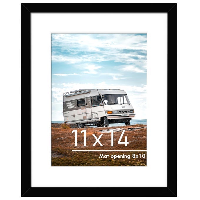 11X14 PICTURE FRAME DISPLAY PICTURES 8 X 10 WITH MAT OR 11 X 14 WITHOUT MAT FOR WALL MOUNTING DISPLAY PHOTO FRAMES BLACK