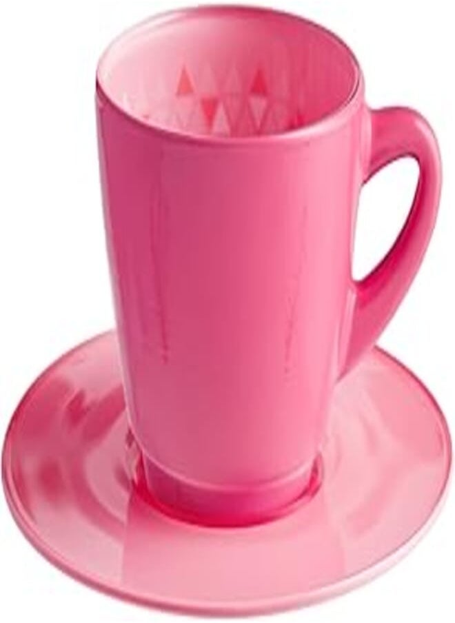 Ocean - OCEAN GLASS CUP - POPPY PINK CAPPUCCINO CUP, SET OF 6, 245 ML - Image 1
