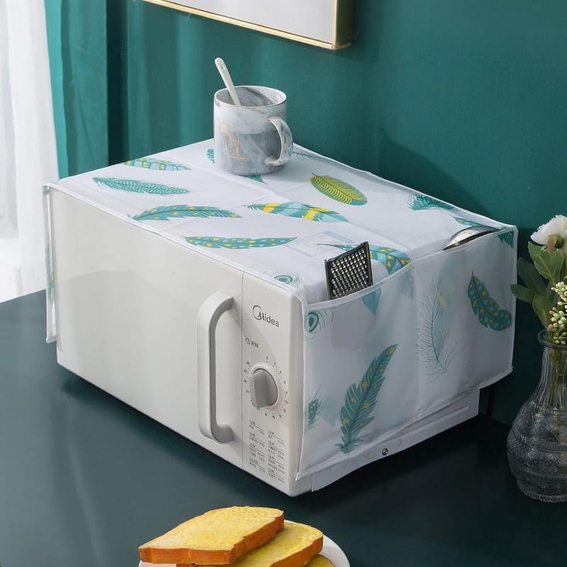 AMEEDARSHAN Microwave Oven Cover with 2 Pouch Dustproof Cloth Cover Microwave Oven Set 1 Pcs Assorted Colour and Design - Image 1