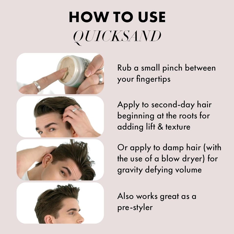 hanz de fuko Quicksand – Premium Men’s Hair Styling Wax & Dry Shampoo Combo – High Hold, Ultra Matte Finish – Certified Organic Ingredients, 2 oz. - Image 5