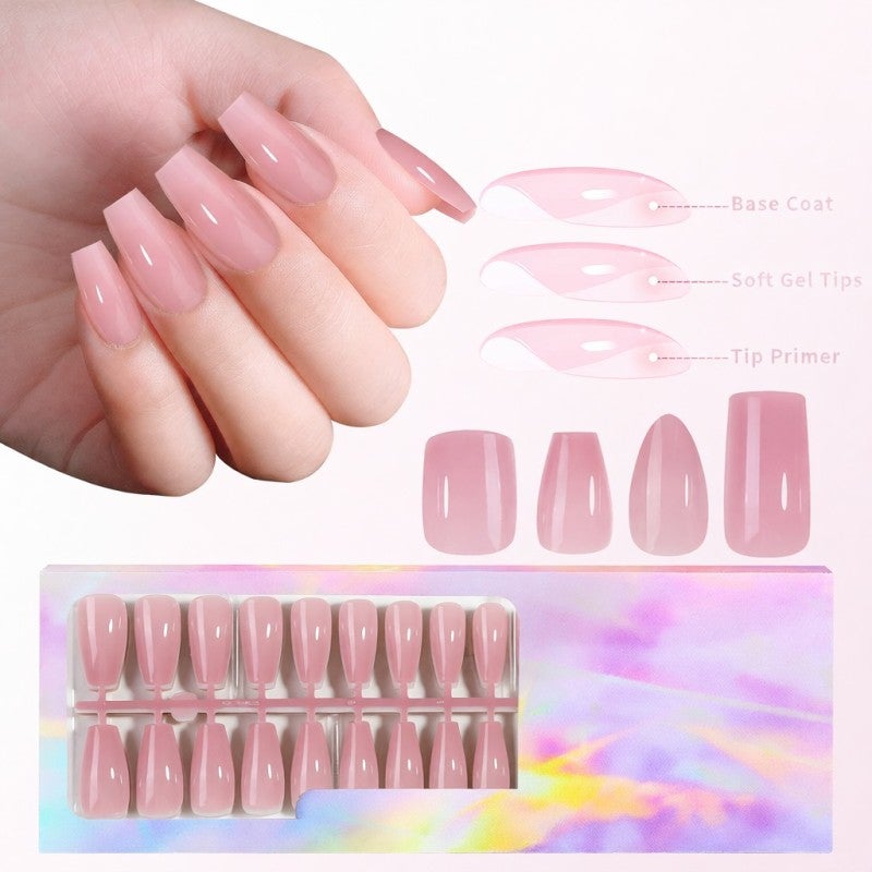 Gel Nail Tips 15 Sizes 5 Color Designs Pre-Shaped Soft Gel - 3-In-1 Quick Application Long-Lasting 28 Days Nail Enhancement for DIY Manicure Nail Art Enthusiasts - Image 5