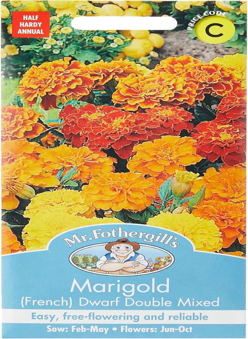 GGOOT 20162 Flower Seeds, Marigold (French) Dwarf Double Mixed - Image 1